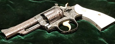 S&W Mod 19-2, Engraved / Ivory / Gold Inlay / Gold Plated, Un-Fired, c.1967
