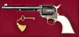 Colt, SAA, By Master Engraver R. Nott, Cased, Engraved, Gold Inlay, Gold Plated, Blue / Case & Ivory Grips - 1 of 20
