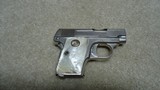 RARE NICKEL FINISH AND "DEEP DISH" COLT MEDALLION PEARL GRIPS, 1908 .25 ACP AUTO PISTOL, #191XXX, MADE 1918 - 2 of 10