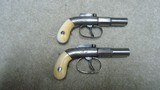 TWO MATCHING FACTORY ENGRAVED ALLEN & THURBER SINGLE SHOT BAR-HAMMER DERRINGERS WITH IVORY GRIPS - 2 of 10
