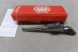 EARLY PRODUCTION STAINLESS RUGER OLD ARMY .45 PERC. REVOLVER IN BOX, MADE 1979. - 3 of 8