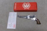 EARLY PRODUCTION STAINLESS RUGER OLD ARMY .45 PERC. REVOLVER IN BOX, MADE 1979. - 1 of 8