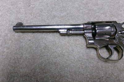 UNUSUAL S&W .32 REGULATION POLICE WITH RARE 6” BARREL AND FACTORY NICKEL, 1925-26 - Image 9 of 14
