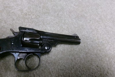EARLY ANTIQUE S&W .32 DOUBLE ACTION 4TH MODEL, MOTTLED RED GRIPS, #65XXX, MADE 1880s - Image 12 of 15