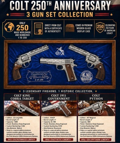 Colt 250th ANNIVERSARY 3 GUN SET PYTHON 357 KING COBRA .22 1911.45 1 OF 250 COLLECTOR LIMITED EDITION COMMEMORATIVE TALO RARE - Image 2 of 14