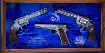 Colt 250th ANNIVERSARY 3 GUN SET PYTHON 357 KING COBRA .22 1911.45 1 OF 250 COLLECTOR LIMITED EDITION COMMEMORATIVE TALO RARE - Image 1 of 14