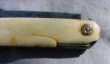 Elegant 18th Century Ivory handled w/ gold escucheons folding knife, fork, spoon, corkscrew knife - 7 of 15
