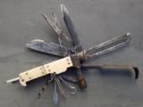 18th Century very ornate and unusual 14-blade/implement engraved folding knife with ivory handles - 1 of 14