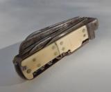 18th Century very ornate and unusual 14-blade/implement engraved folding knife with ivory handles - 8 of 14