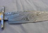 Antonio Banderas Custom Made Damascus Steel large bowie knife & leather sheath new condition. - 1 of 10