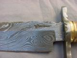 Antonio Banderas Custom Made Damascus Steel large bowie knife & leather sheath new condition. - 7 of 10