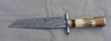 Antonio Banderas Custom Made Damascus Steel large bowie knife & leather sheath new condition. - 6 of 10