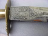 Nice FILIPINA REPUBLICA 1898 marked belt dagger with Ivory handle. - 3 of 6