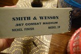 BEAUTIFUL NICKEL SMITH&WESSON MODEL 19-4
4" BRL. P+R RR/WO W/ORIG BOX/PAPERS/TOOLS
1978 MINT COND - 15 of 15