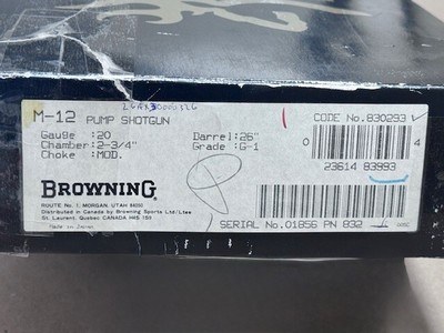 BROWNING MODEL 12 NEW IN BOX 20 Ga. - Image 2 of 15