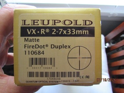 LEUPOLD VX-R 2-7X33mm Matte FireDot Duplex 110684 Scope - Image 1 of 10