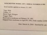 Winchester MOD 1873 32-20 MFG 1892 - 20 of 20
