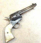 Antique Texas Shipped Factory Engraved Nickel S.A.A. .45LC Revolver5 1/2