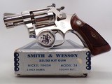 SMITH & WESSON MODEL 34 KIT GUN 22 LR NICKEL 2" ORIGINAL BOX LETTER - 1 of 15