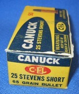 * Vintage AMMO CANUCK 25 STEVENS RIMFIRE RF SHORT FULL BOX NOS - 4 of 5