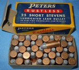 * Vintage AMMO PETERS 25 STEVENS RIMFIRE RF FULL BOX NOS - 1 of 5