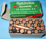 * Vintage AMMO REMINGTON 25 STEVENS RIMFIRE RF LONG FULL BOX NOS - 1 of 4