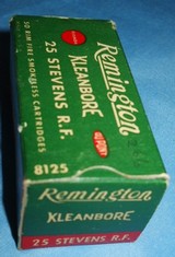 * Vintage AMMO REMINGTON 25 STEVENS RIMFIRE RF LONG FULL BOX NOS - 2 of 4