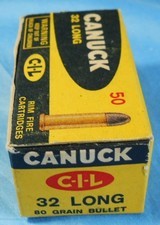 * Vintage AMMO CANUCK CIL 32 STEVENS LONG RIMFIRE RF FULL BOX - 3 of 6