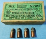 * Antique AMMO EARLY WINCHESTER 30 RIMFIRE RF SHORT 4 CARTRIDGES - 1 of 4