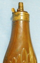 * Antique 1860s COPPER & BRASS POWDER FLASK CASED PISTOL SIZE SHELL - 1 of 4