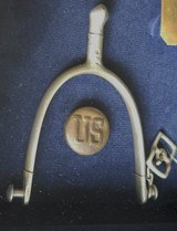 * Antique SHADOWBOX DISPLAY WHITNEY POCKET REVOLVER - MILITARY SPURS - BUTTONS - HAT BADGE - RR LOCK - 8 of 10