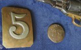 * Antique SHADOWBOX DISPLAY WHITNEY POCKET REVOLVER - MILITARY SPURS - BUTTONS - HAT BADGE - RR LOCK - 5 of 10