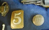 * Antique SHADOWBOX DISPLAY WHITNEY POCKET REVOLVER - MILITARY SPURS - BUTTONS - HAT BADGE - RR LOCK - 6 of 10
