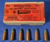 * Vintage EARLY WINCHESTER 25 RF RIMFIRE SHORT STEVENS 6 CARTRIDGES - 1 of 4