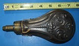 * Antique 1860s POWDER FLASK ORIGINAL UNTOUCHED CIVIL WAR ERA - 1 of 7