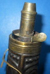 * Antique 1860s POWDER FLASK ORIGINAL UNTOUCHED CIVIL WAR ERA - 5 of 7
