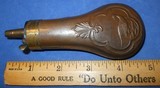 Antique 1860s CASED PISTOL POCKET POWDER FLASK GAME BIRD PHEASANT 710 RILING - 1 of 4