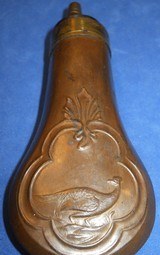 Antique 1860s CASED PISTOL POCKET POWDER FLASK GAME BIRD PHEASANT 710 RILING - 3 of 4