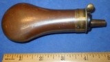 * Antique 1860s CASED PISTOL SIZE PLAIN POWDER FLASK # 164 RILING BOOK - 1 of 7
