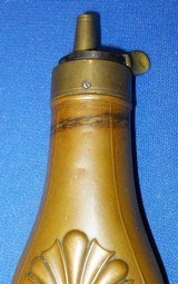 * Antique MID 19th CENTURY CASED PISTOL POCKET POWDER FLASK 4.5" - 3 of 4