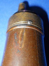 * Antique BRASS & COPPER CASED PISTOL POCKET POWDER FLASK 4.5" - 3 of 4