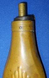 * Antique 1860s BRASS PERCUSSION POCKET CASED PISTOL FLASK4.5" - 2 of 4