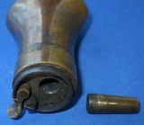 A. 1850s ANTIQUE BAG SHAPE CASED PISTOL POCKET POWDER FLASK - 4 of 4