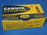 * Vintage AMMO CIL CANUCK .25 RF RIMFIRE STEVENS SHORT FULL BOX 50 NOS - 1 of 5