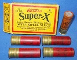 * Vintage 16 Ga. WESTERN SUPER X RIFLE SLUGS YELLOW RED BOX - 1 of 5