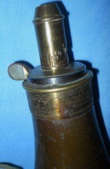 * Antique 1860 AMERICAN CAP POWDER FLASK END OF HUNT RILING 953 - 2 of 7