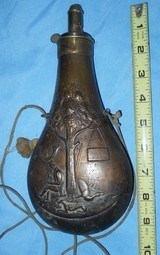 * Antique 1860 AMERICAN CAP POWDER FLASK END OF HUNT RILING 953 - 1 of 7