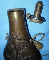 * Antique 1860 AMERICAN CAP POWDER FLASK END OF HUNT RILING 953 - 7 of 7