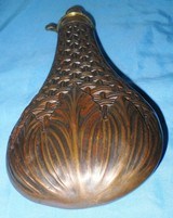 * Antique 1860s DIXON BASKET POWDER FLASK 10" RILING 427 - 3 of 8