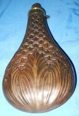 * Antique 1860s DIXON BASKET POWDER FLASK 10" RILING 427 - 5 of 8